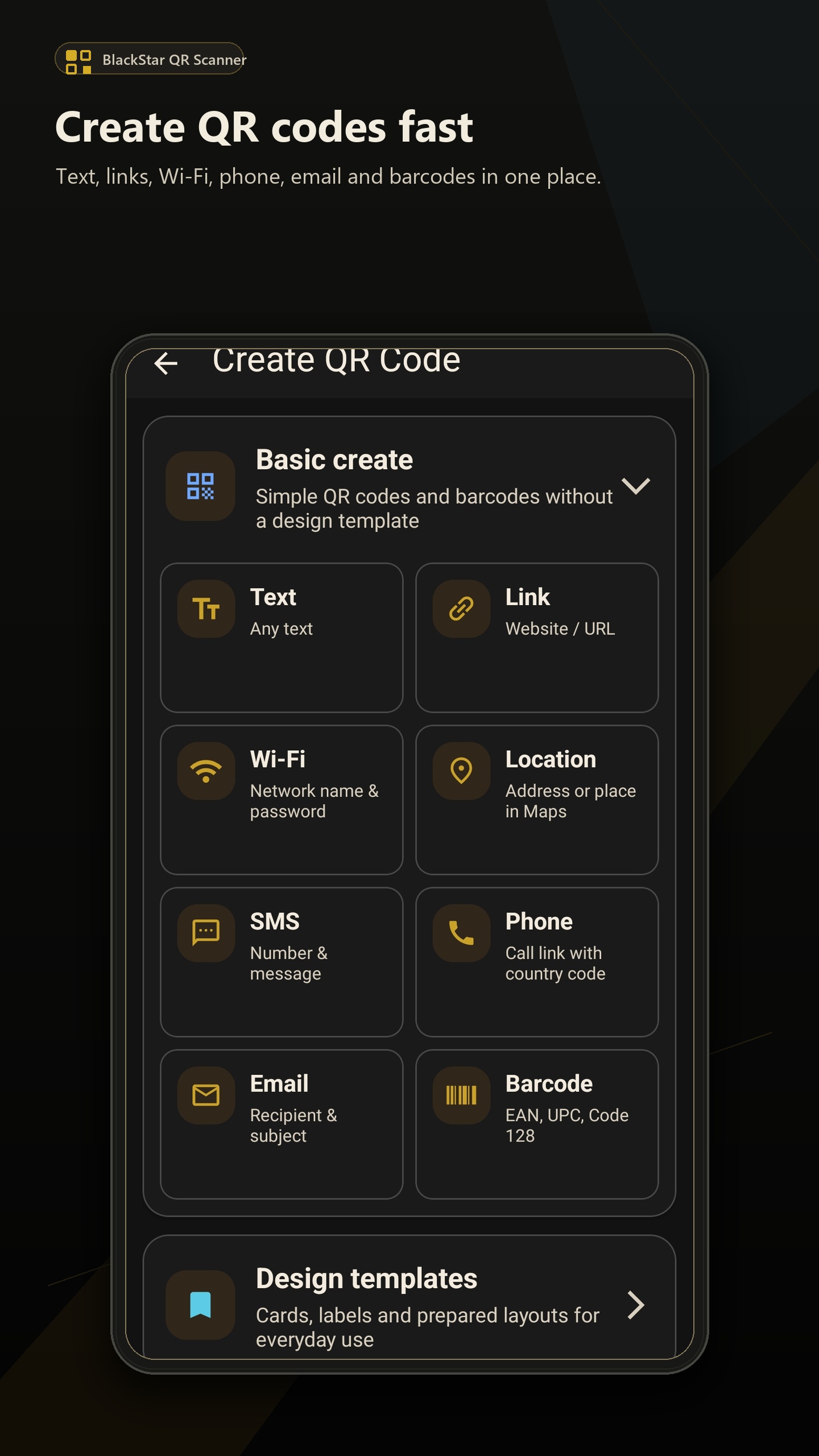 Code creation with multiple code types