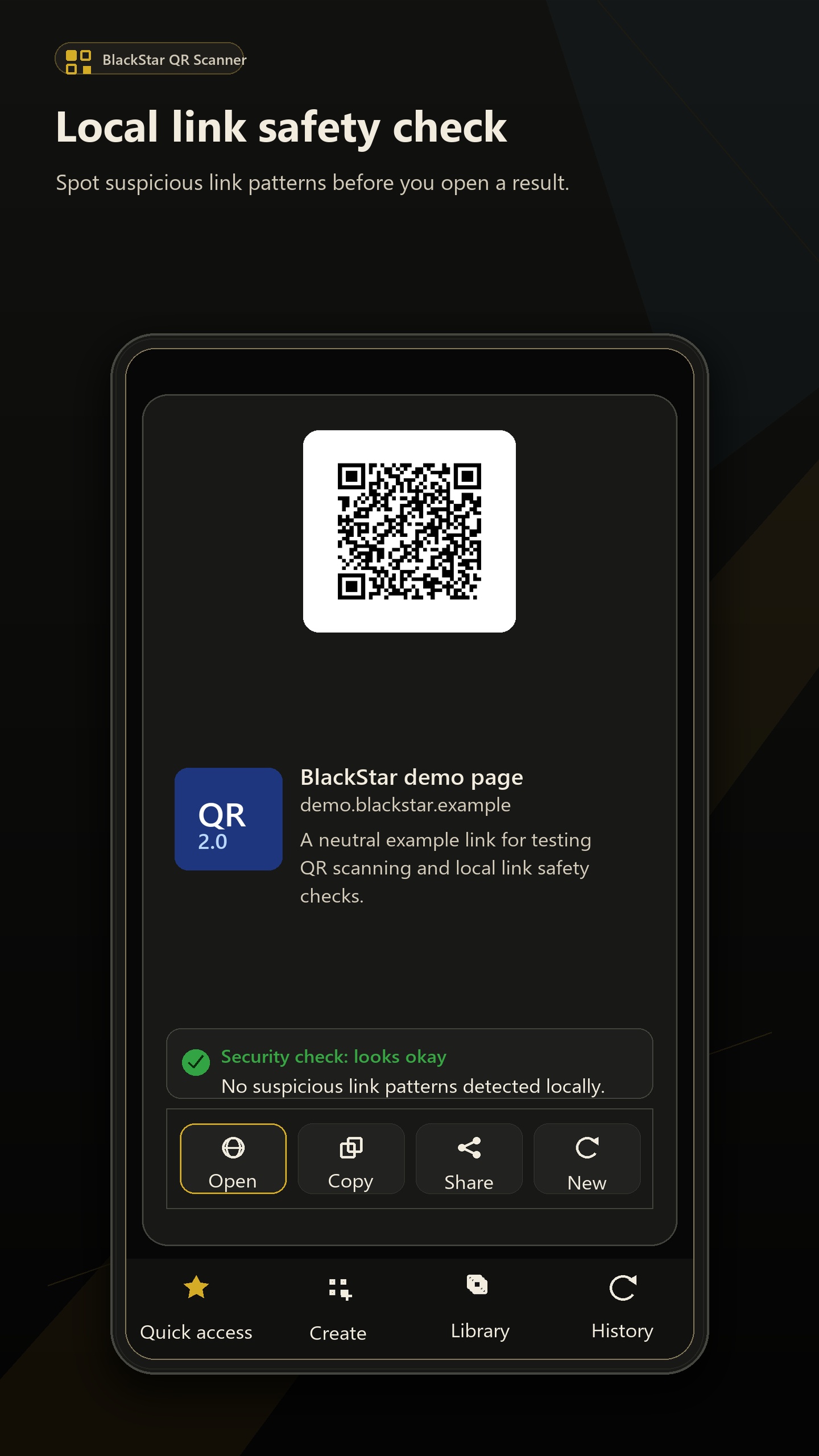 Result screen with local security check