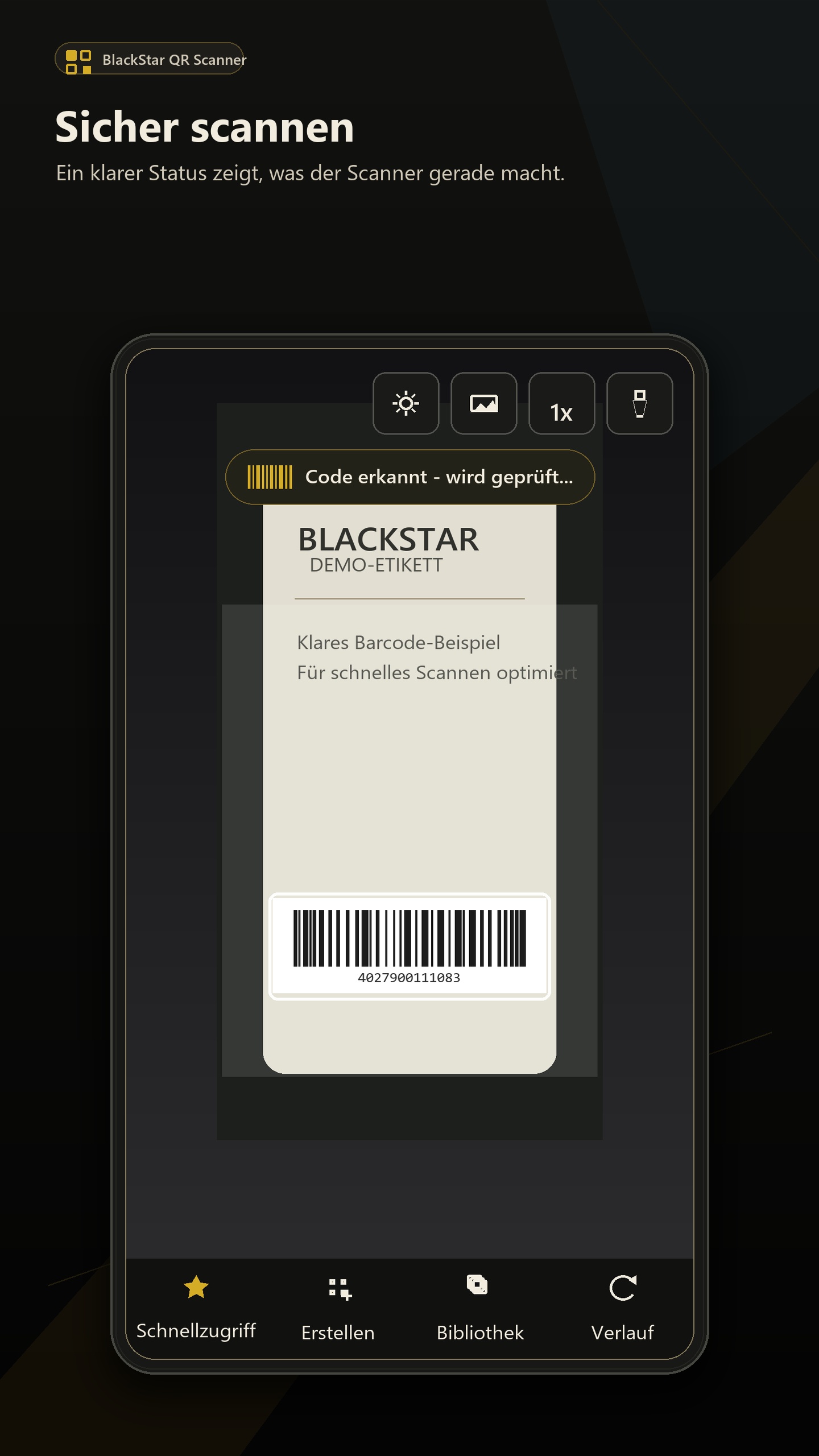 Scanner mit erkanntem Barcode