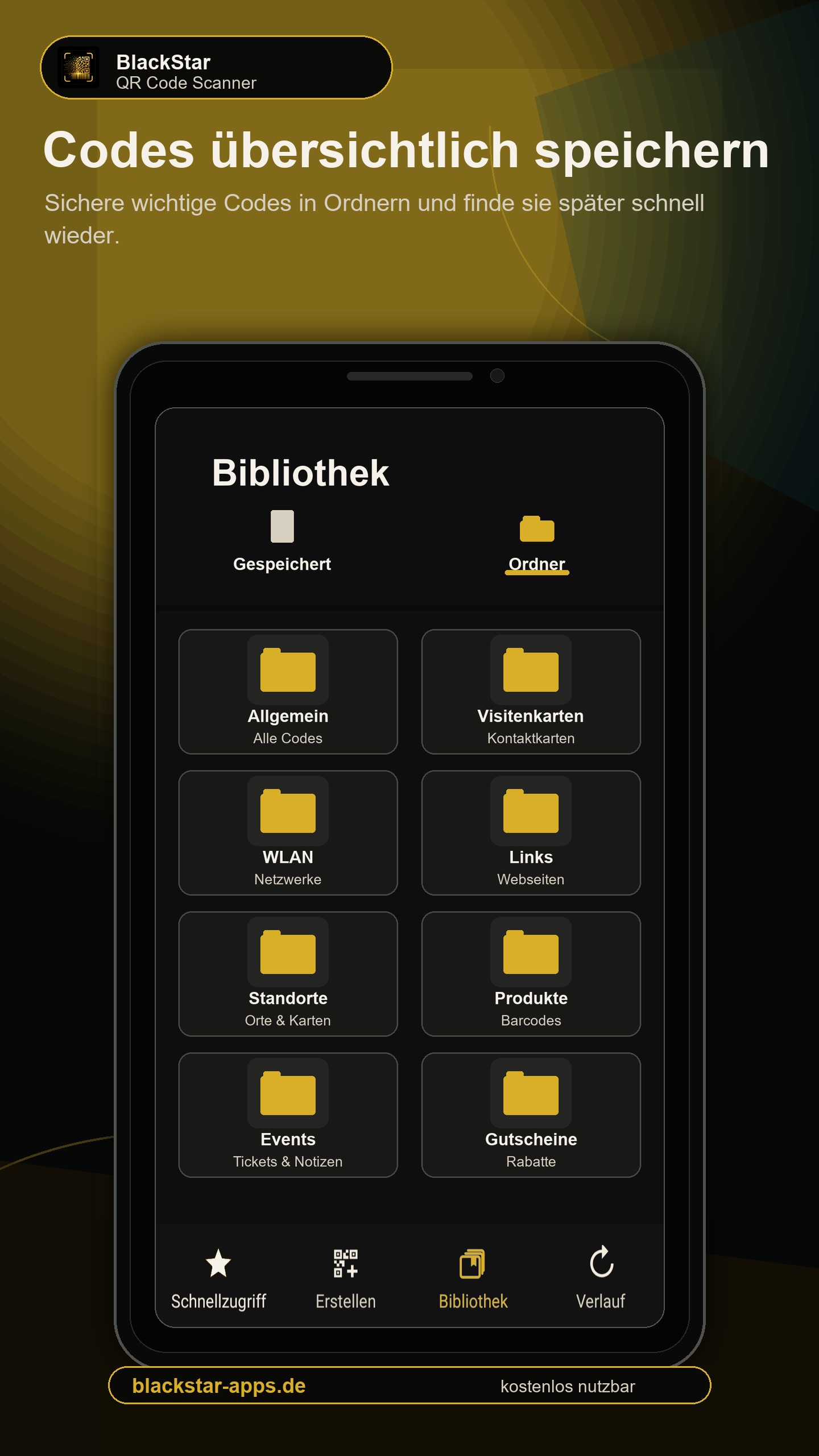 Bibliothek mit Ordnern für gespeicherte Codes