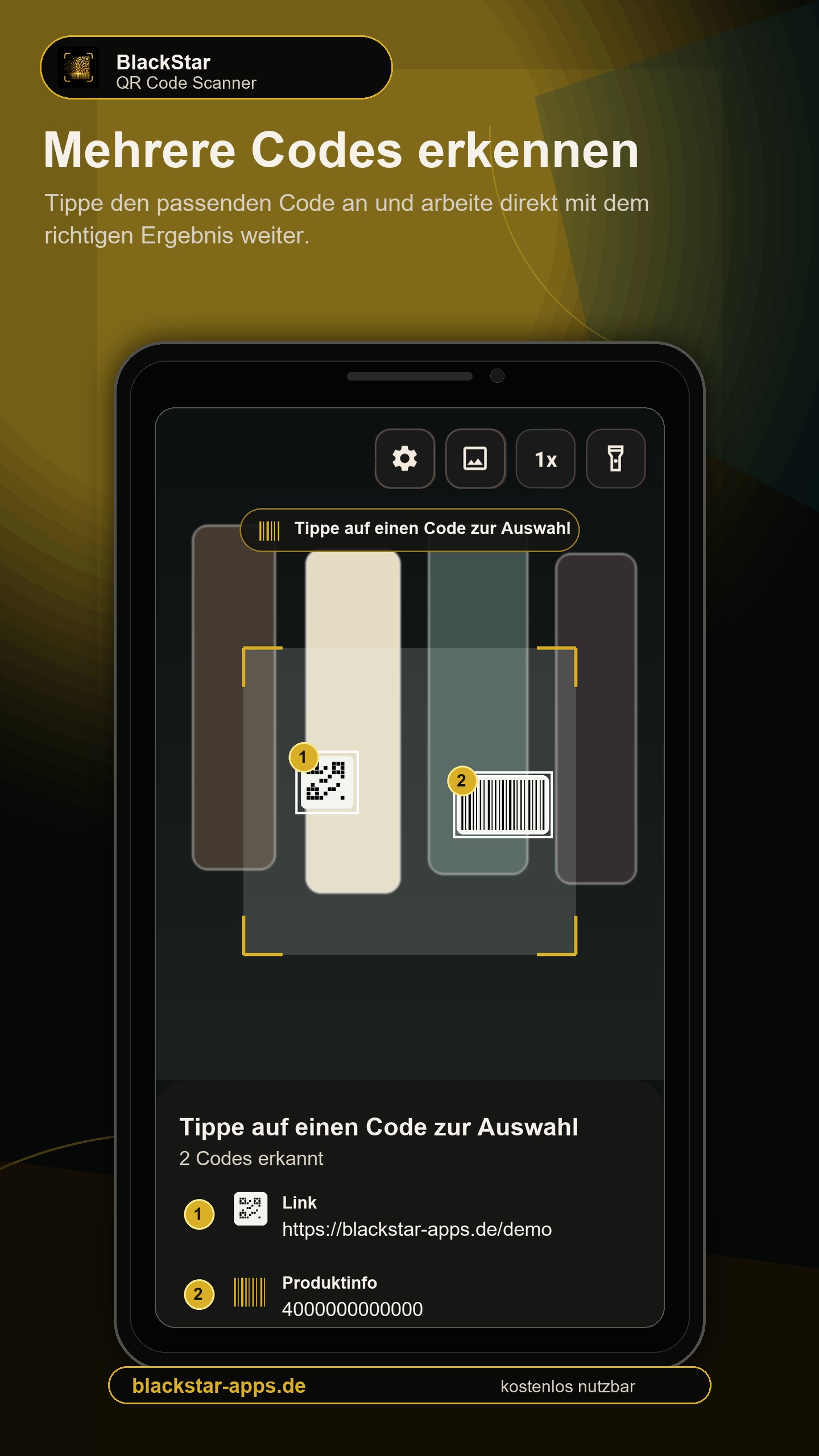 Mehrfachscan mit auswählbaren Codes