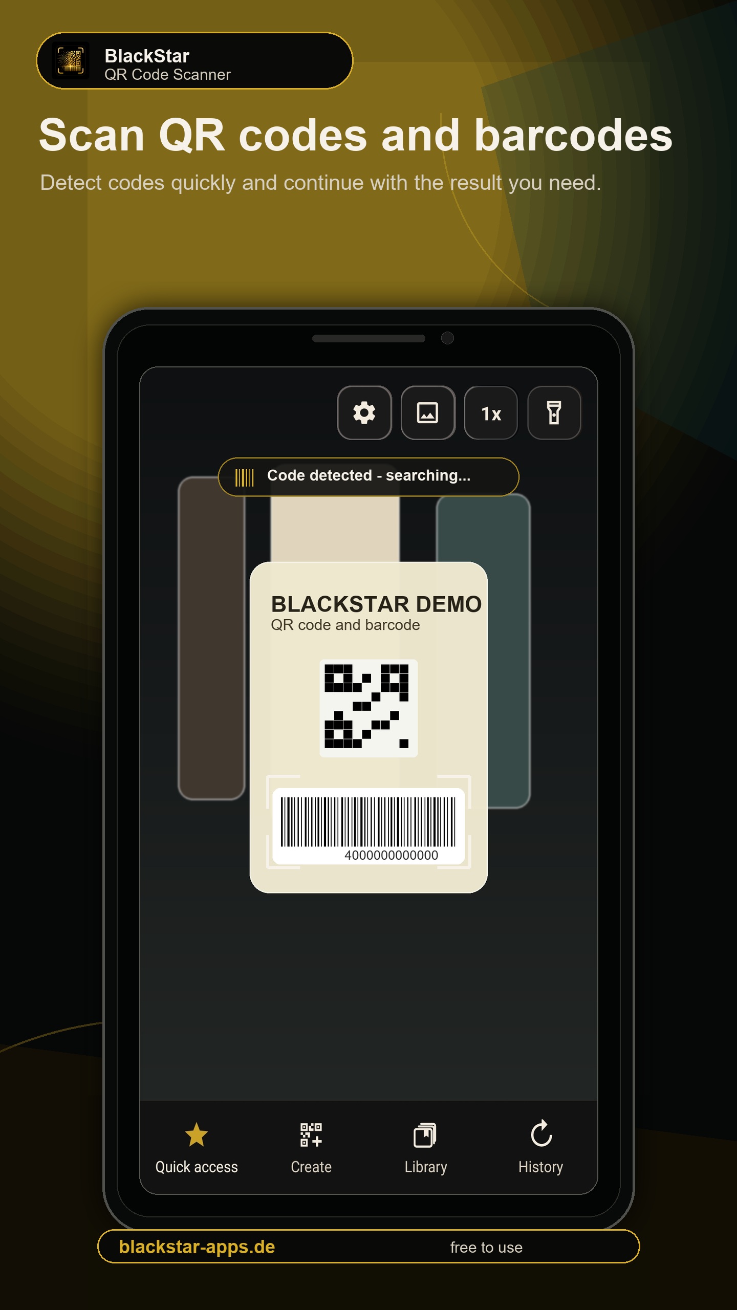 Scanner with detected QR code and barcode