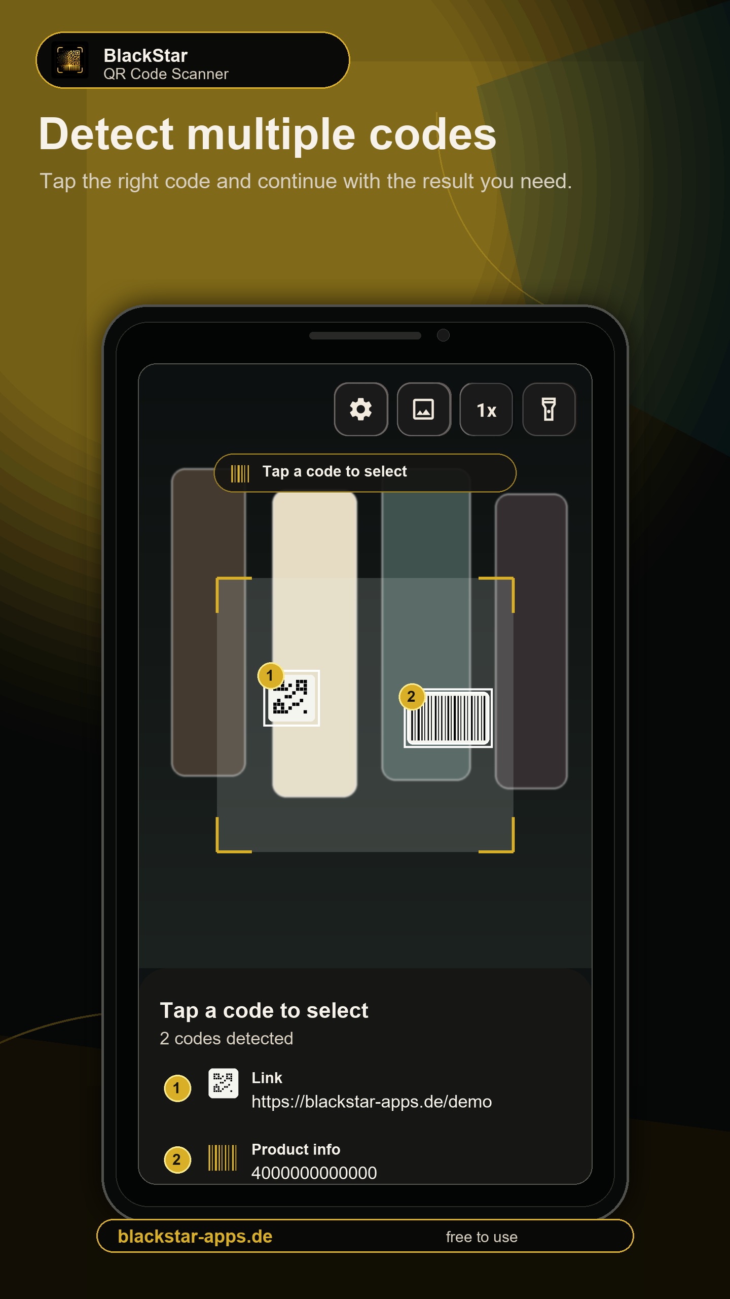 Multi-code scan with selectable codes
